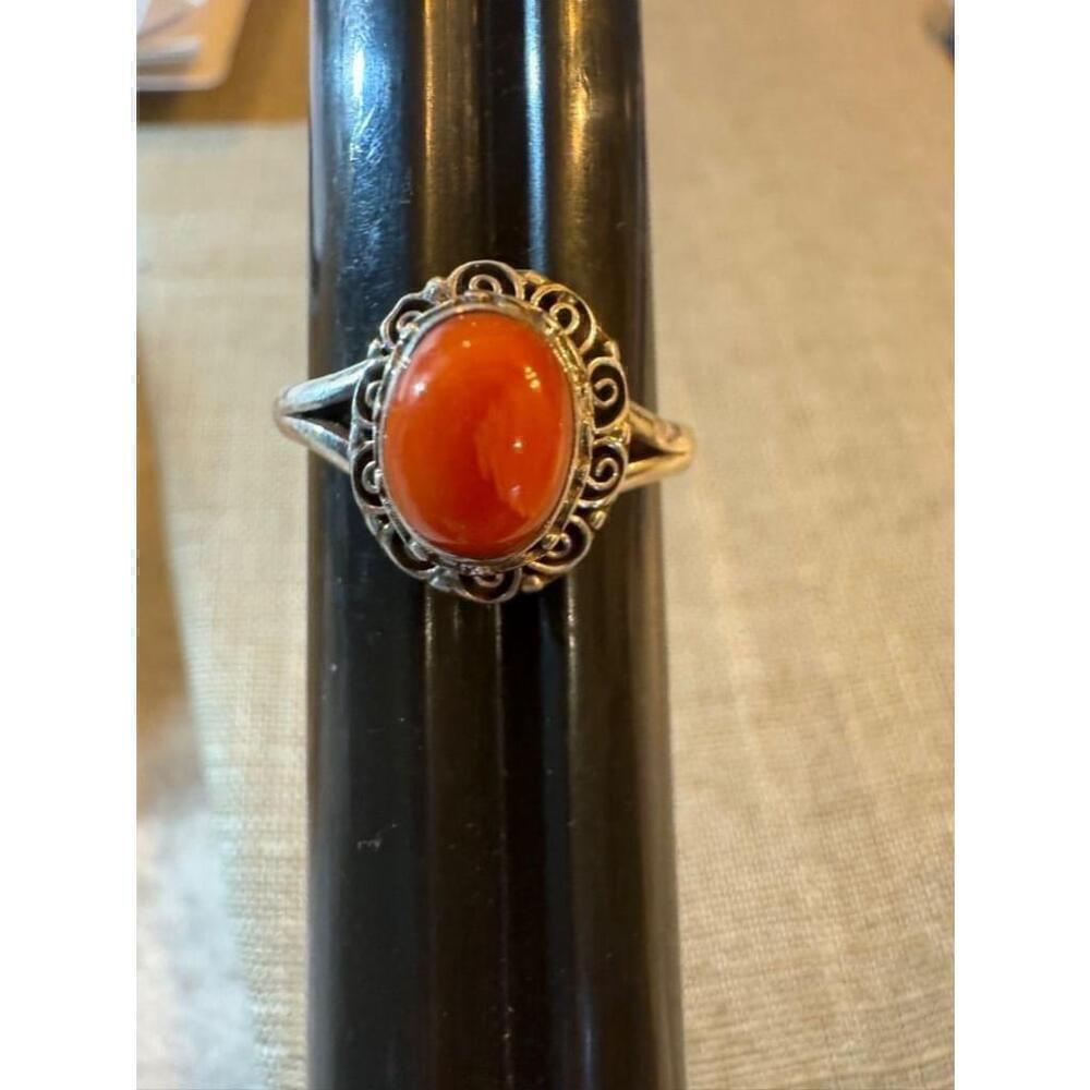 Carnelian Agate size 7.5 ring - Sterling Silver